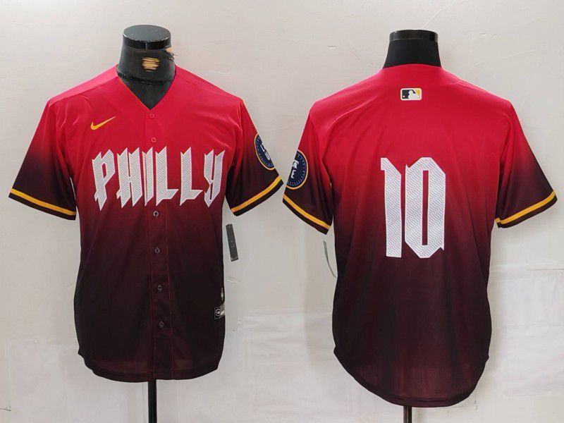 Men Philadelphia Phillies 10 No name Red City Edition 2024 Nike MLB Jersey style 3